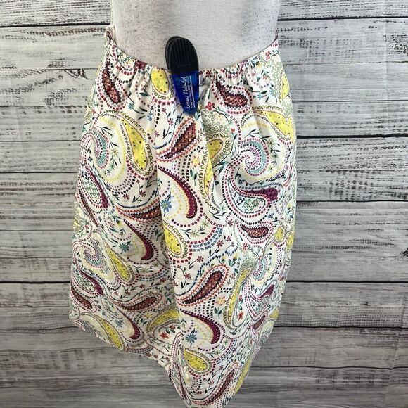 Talbots Skirt Plus size 12W Petite White Pink Yellow Paisley Knee A Line Boho - Picture 7 of 8